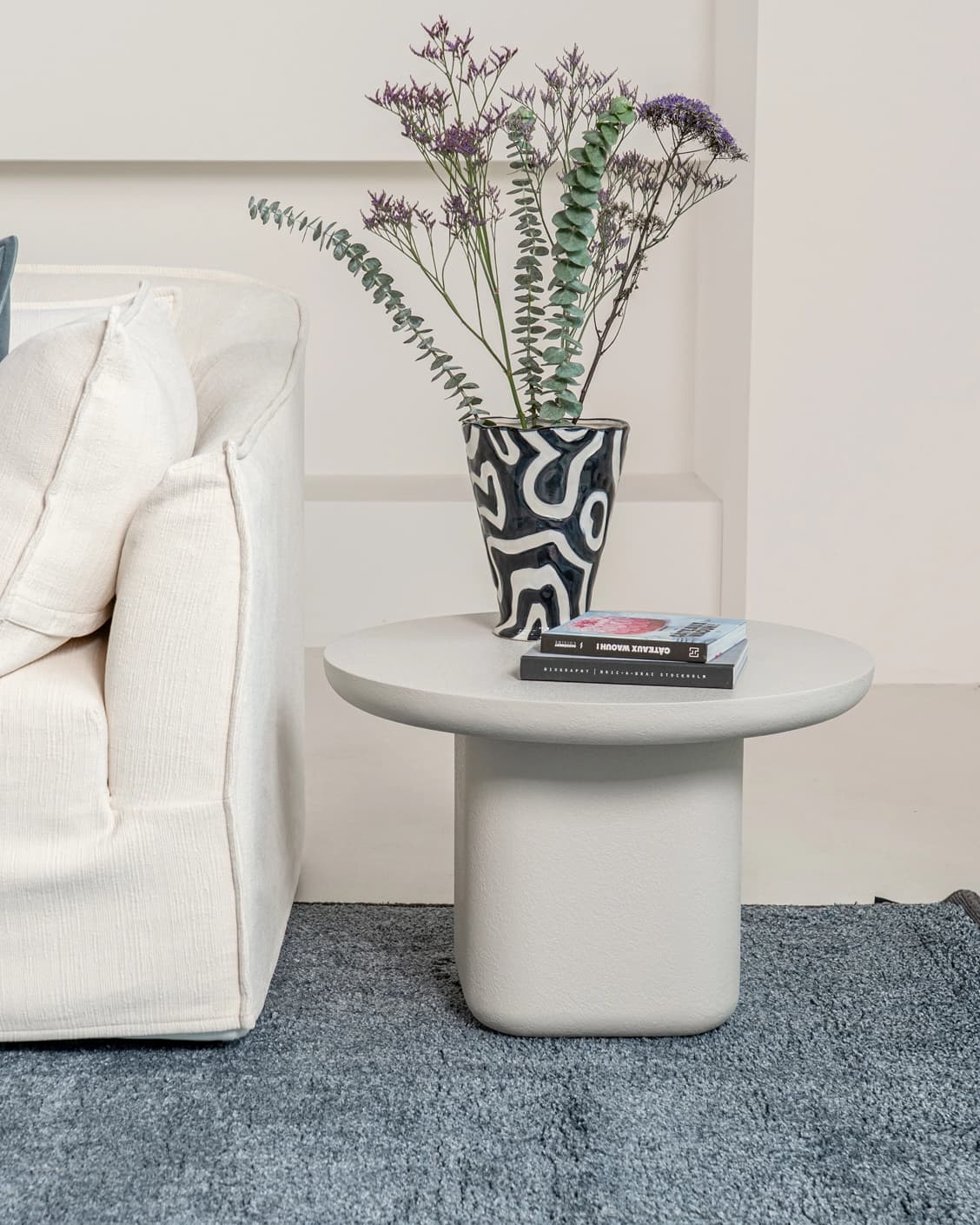 Modena Set Of 3 coffee table in soft ivory and stone, shown in a lifestyle top view as image 8