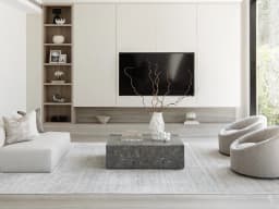 Natalia Azure carpet in azure, blue and grey, shown in a lifestyle front view