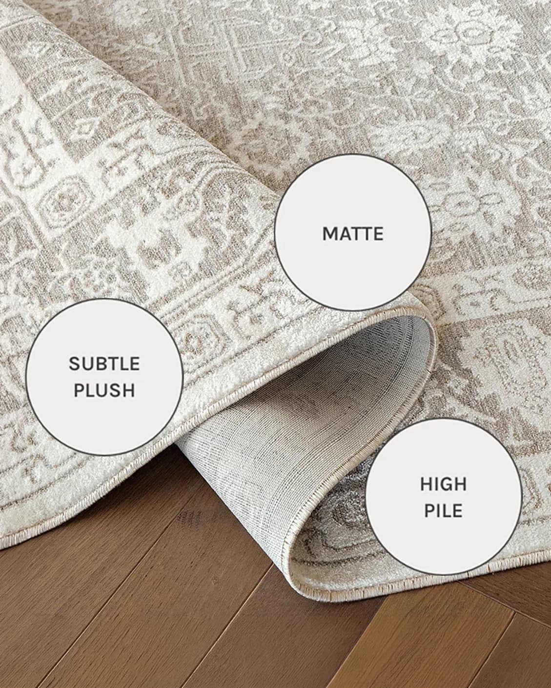 Natalia Sandy carpets in sandy, beige and grey, shown in a close-up as image 14