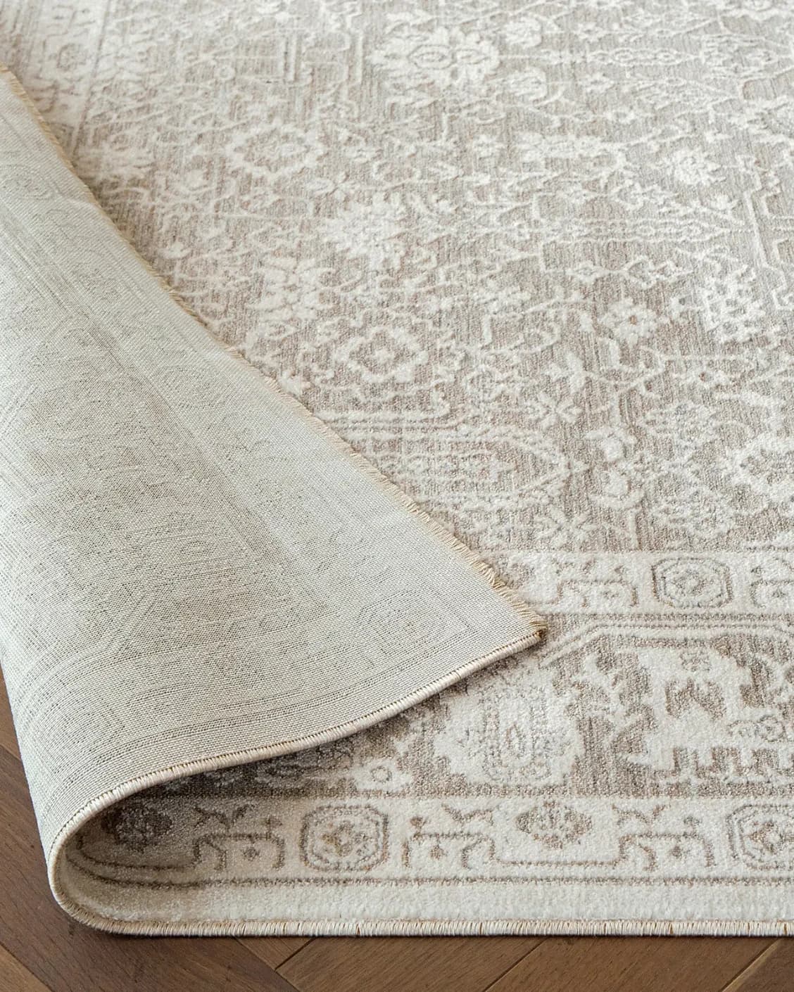 Natalia Sandy carpet in beige and grey, shown in a product close-up as image 10