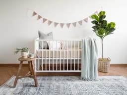 Natalia Sky carpet in sky and blue, shown in a lifestyle front view