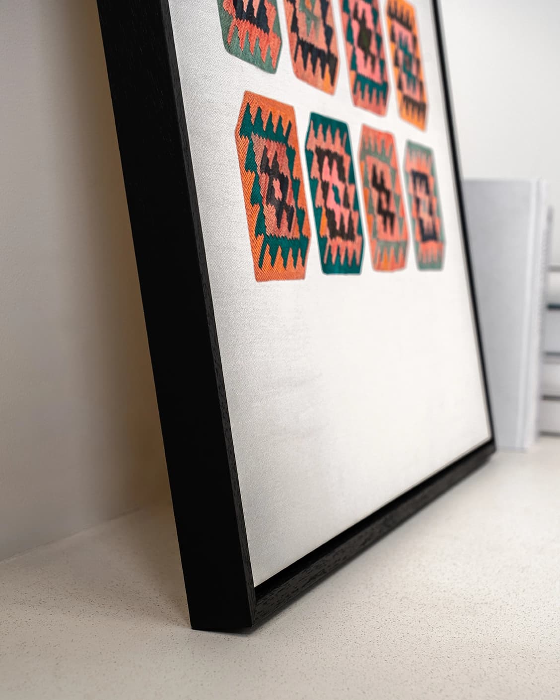 Navajo Tiles canvas in multicolour, shown in a lifestyle close-up as image 5
