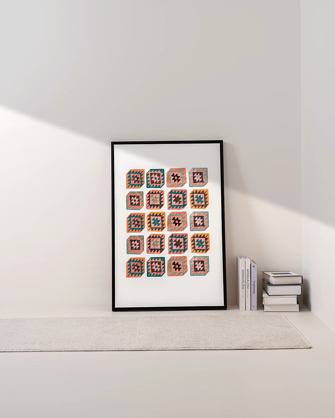 Navajo Tiles canvas in multicolour, shown in a lifestyle front view as image 2