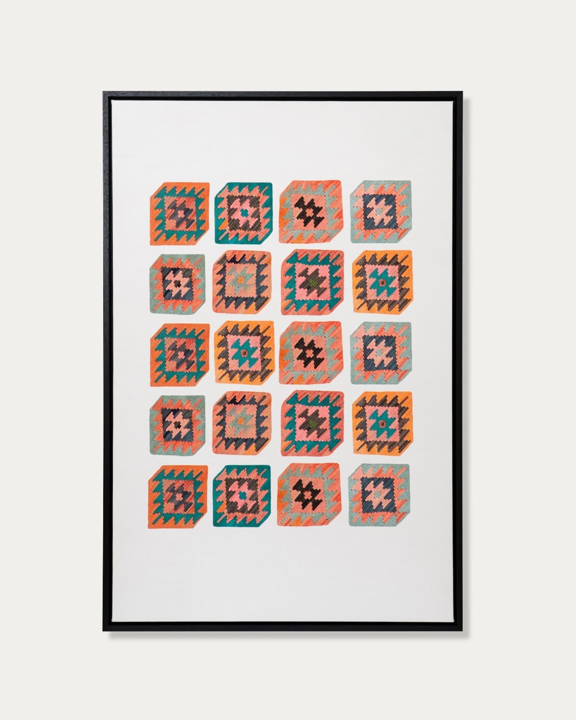 Navajo Tiles canvas in multicolour, shown in a product front view as image 1