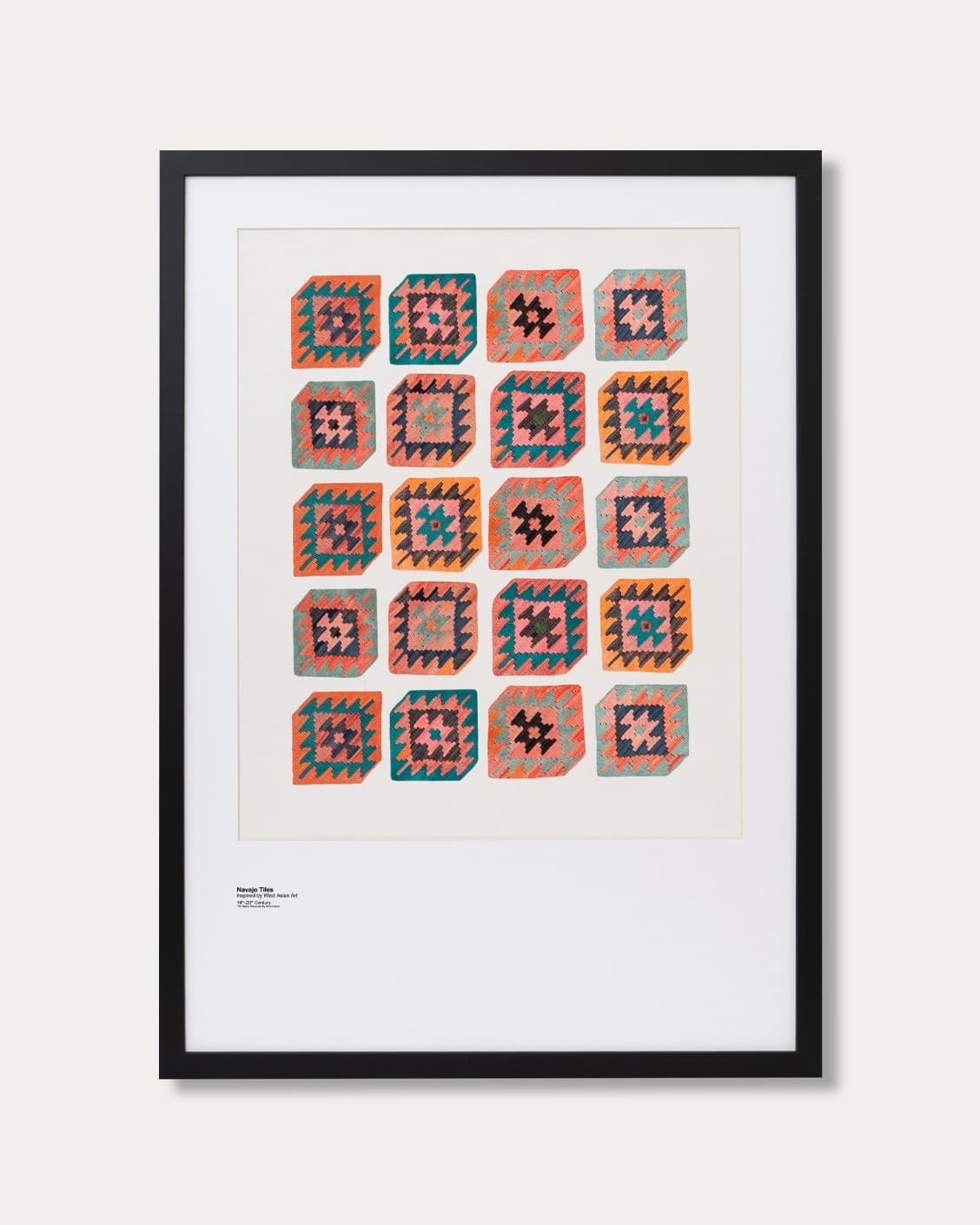 Navajo Tiles fine art print in multicolour, shown in a lifestyle front view as image 1