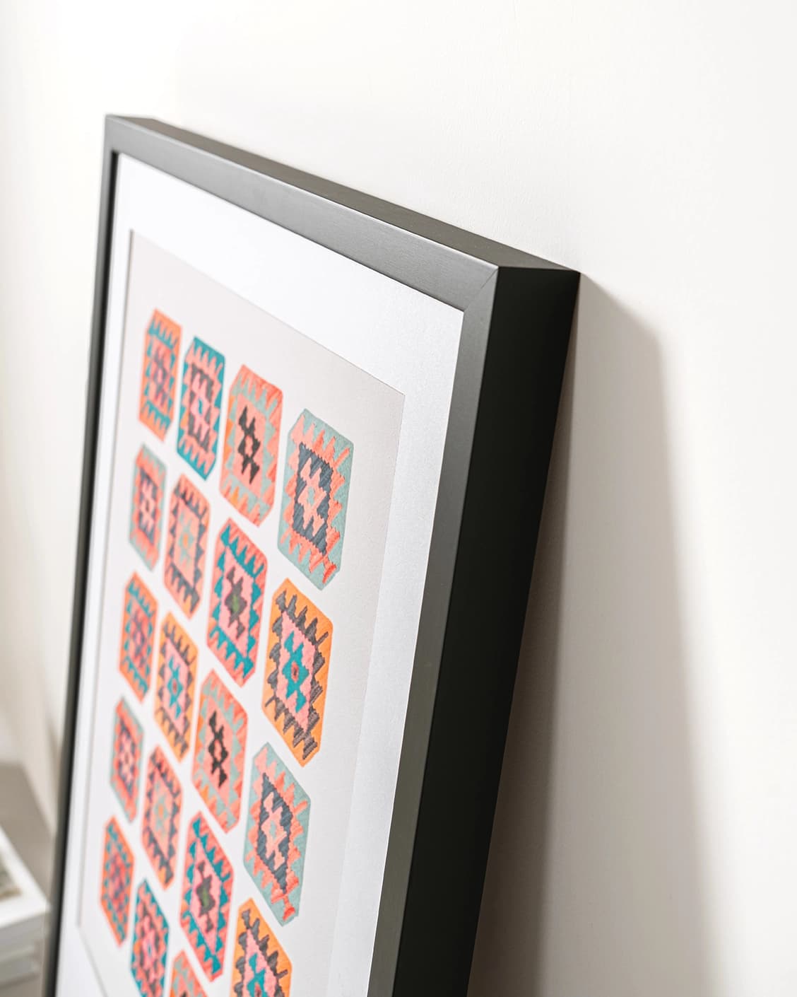 Navajo Tiles fine art print in multicolour, shown in a lifestyle top view as image 5