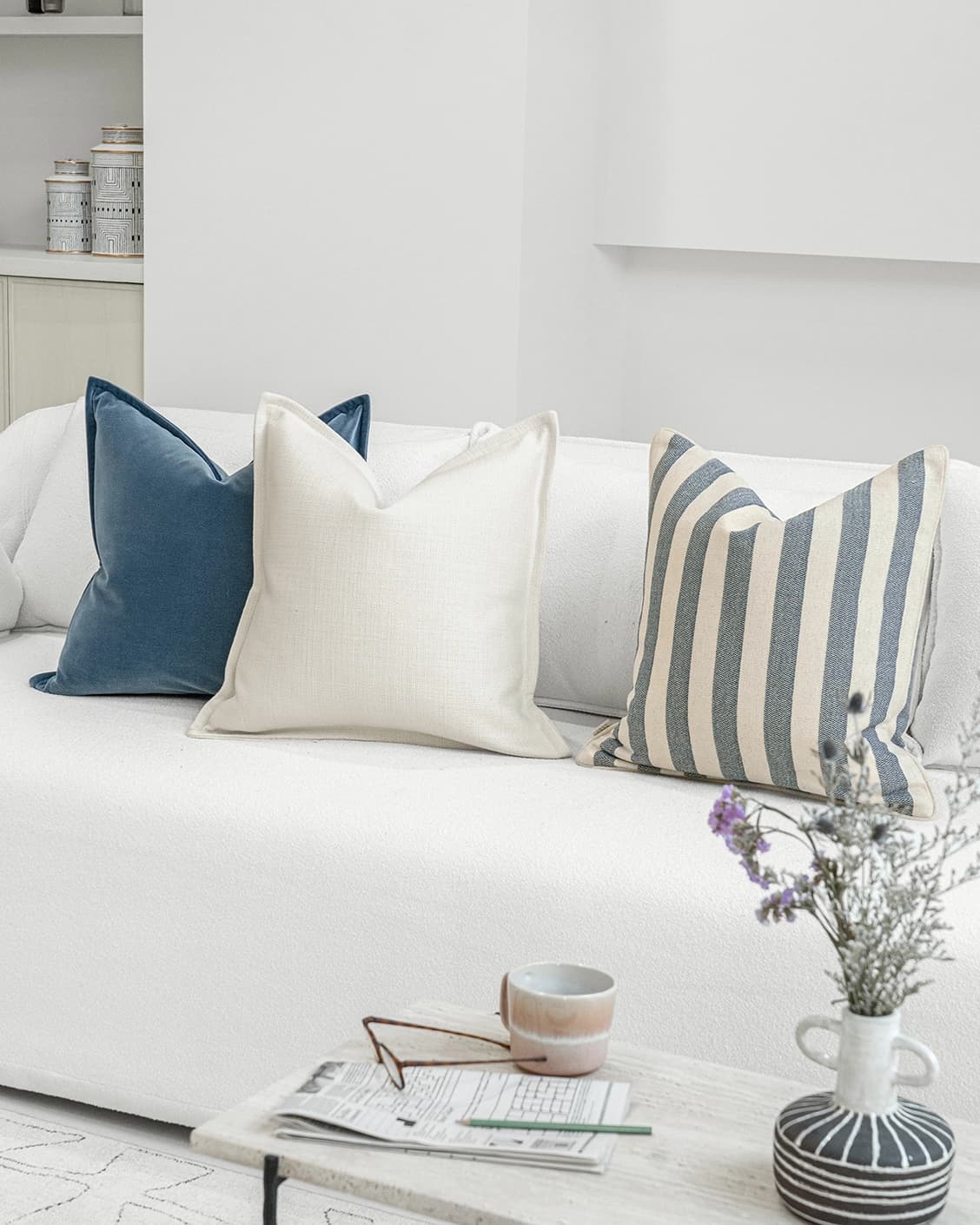 Navi Bundle cushions, shown in a lifestyle front view as video image