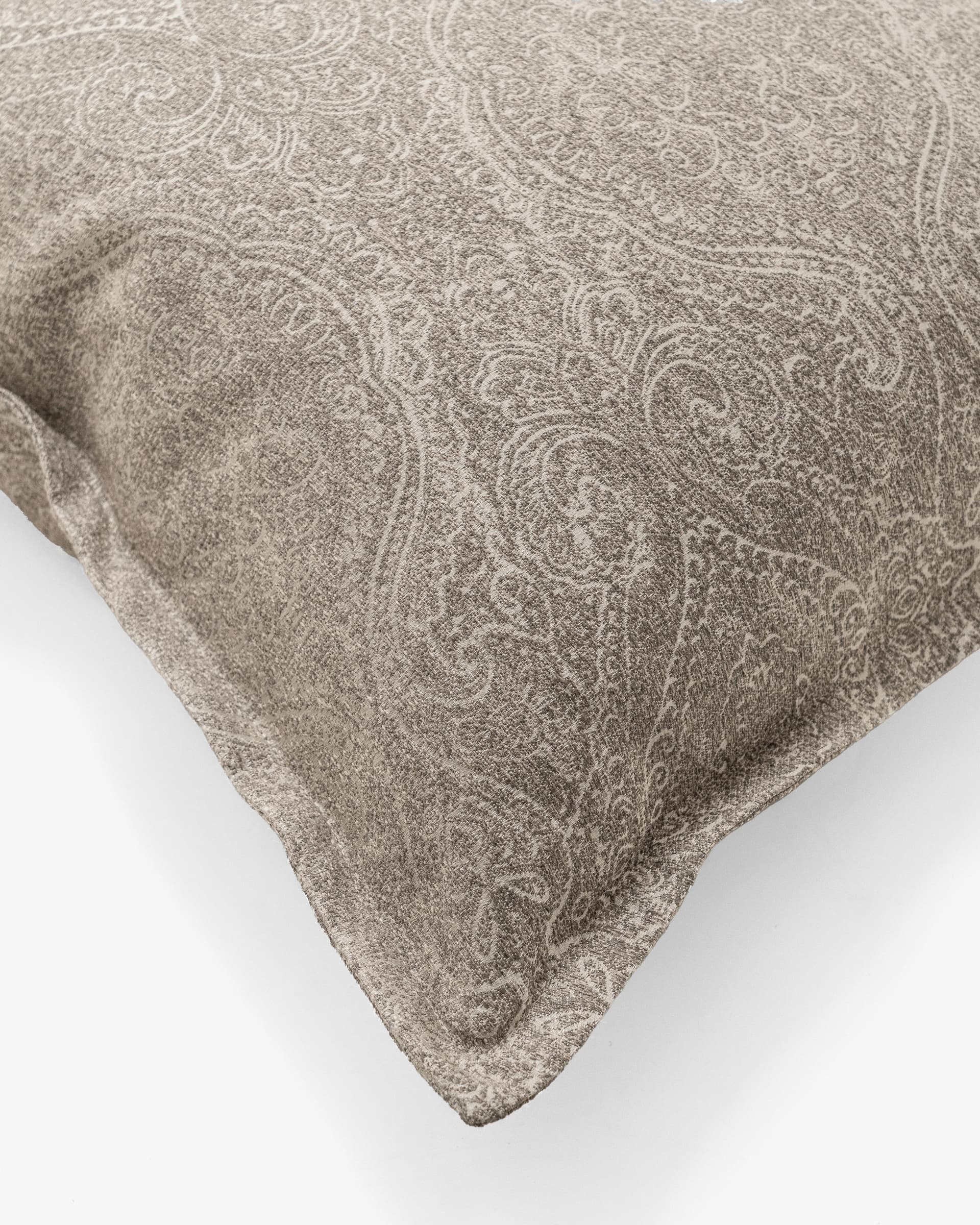 Nia Laurent cushion in taupe and grey, shown in a product top view as image 8