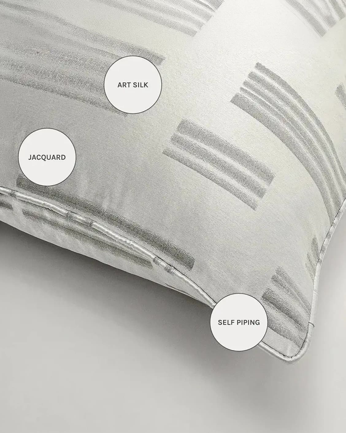 Nolan Laurent cushions in silver and grey, shown in a product close-up as image 8