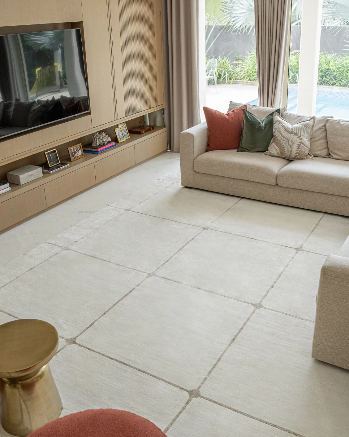 Noon Sadaf carpet in beige, shown in a lifestyle front view as image 6