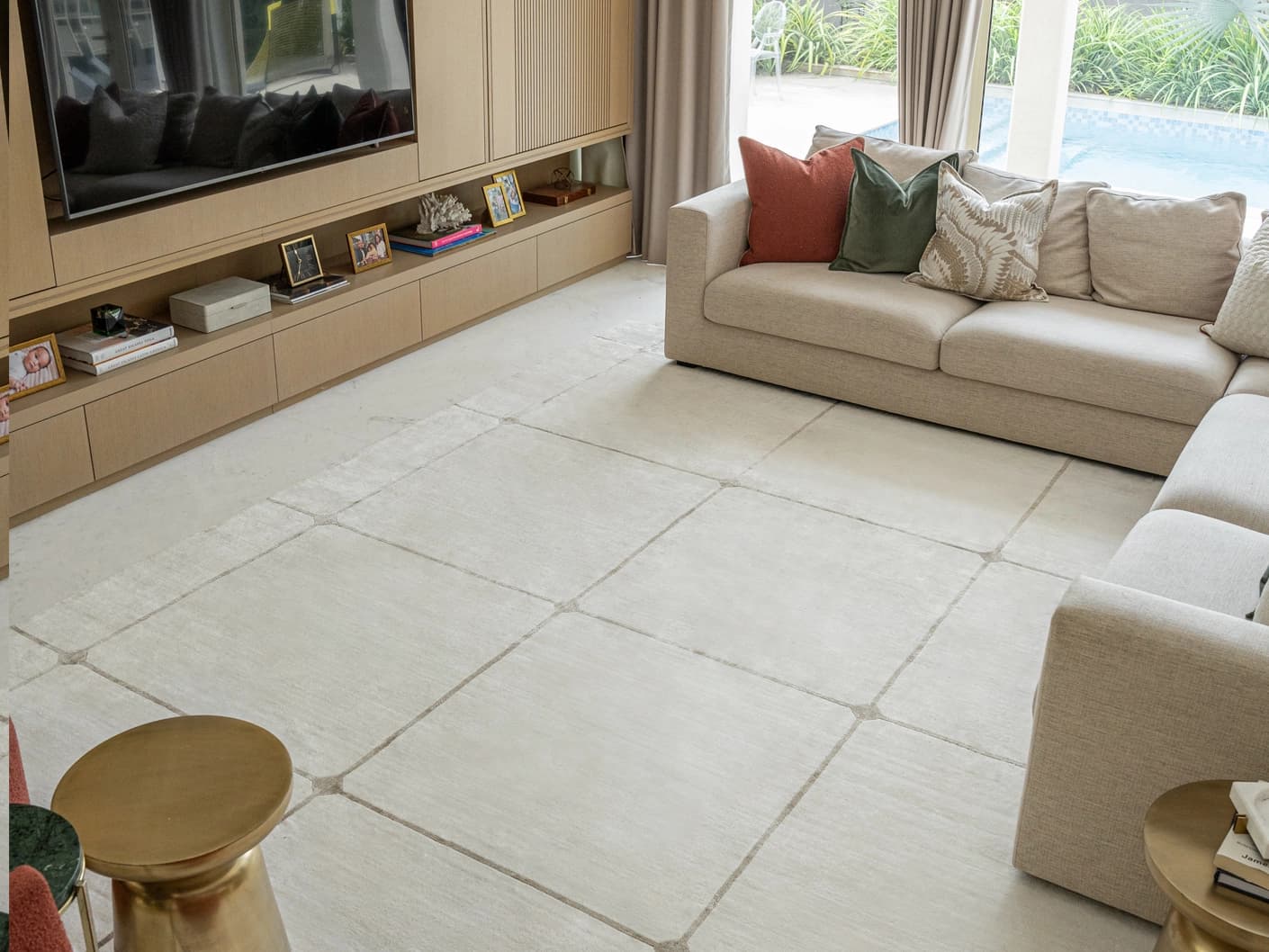 Noon Sadaf carpet in beige, shown in a lifestyle front view as image 7