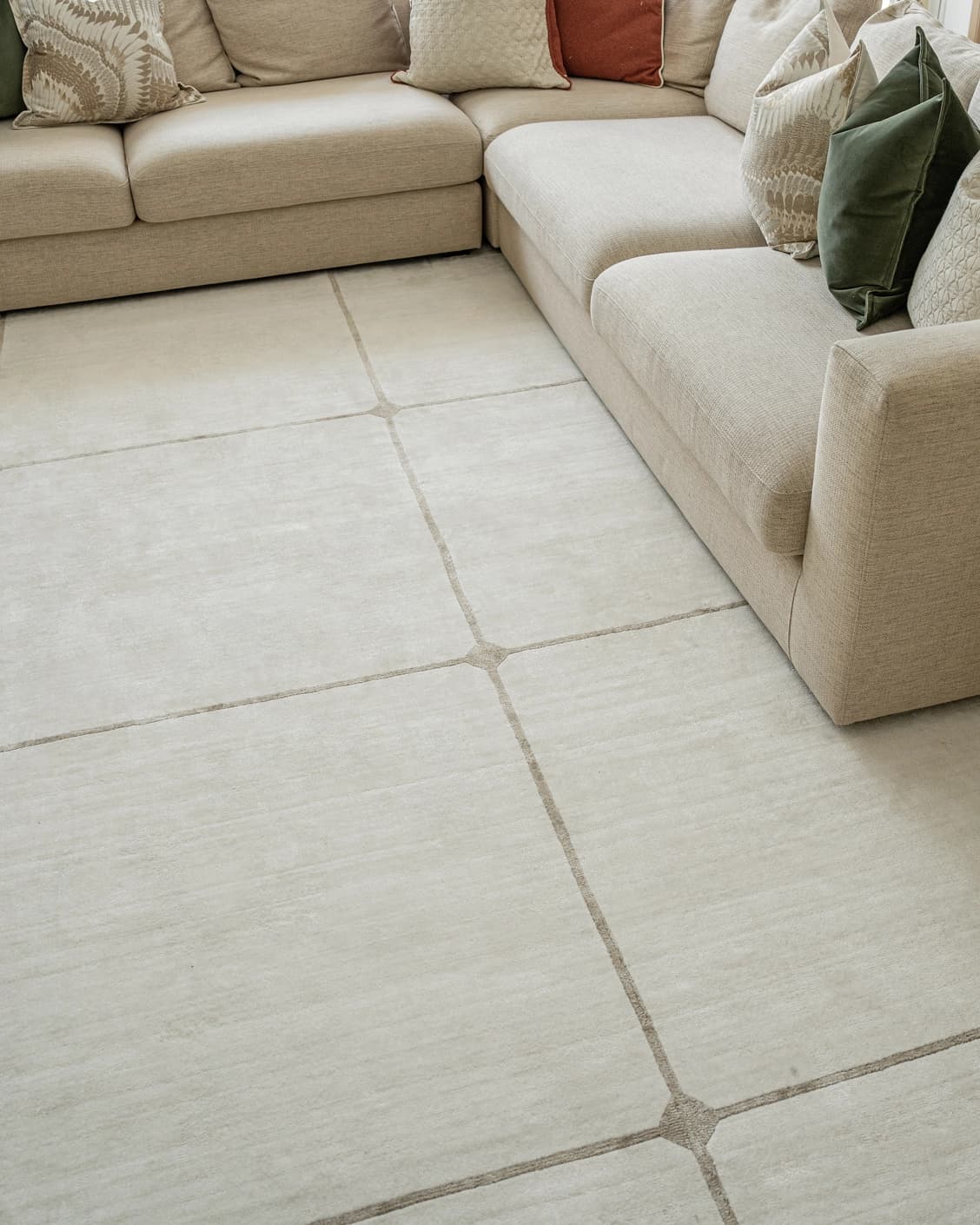 Noon Sadaf carpet in beige, shown in a lifestyle front view as image 4