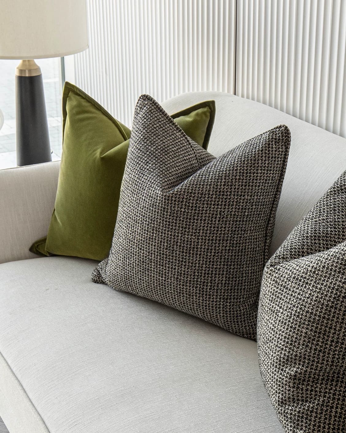 Olympia Bundle cushion in green and black, shown in a product front view as image 5