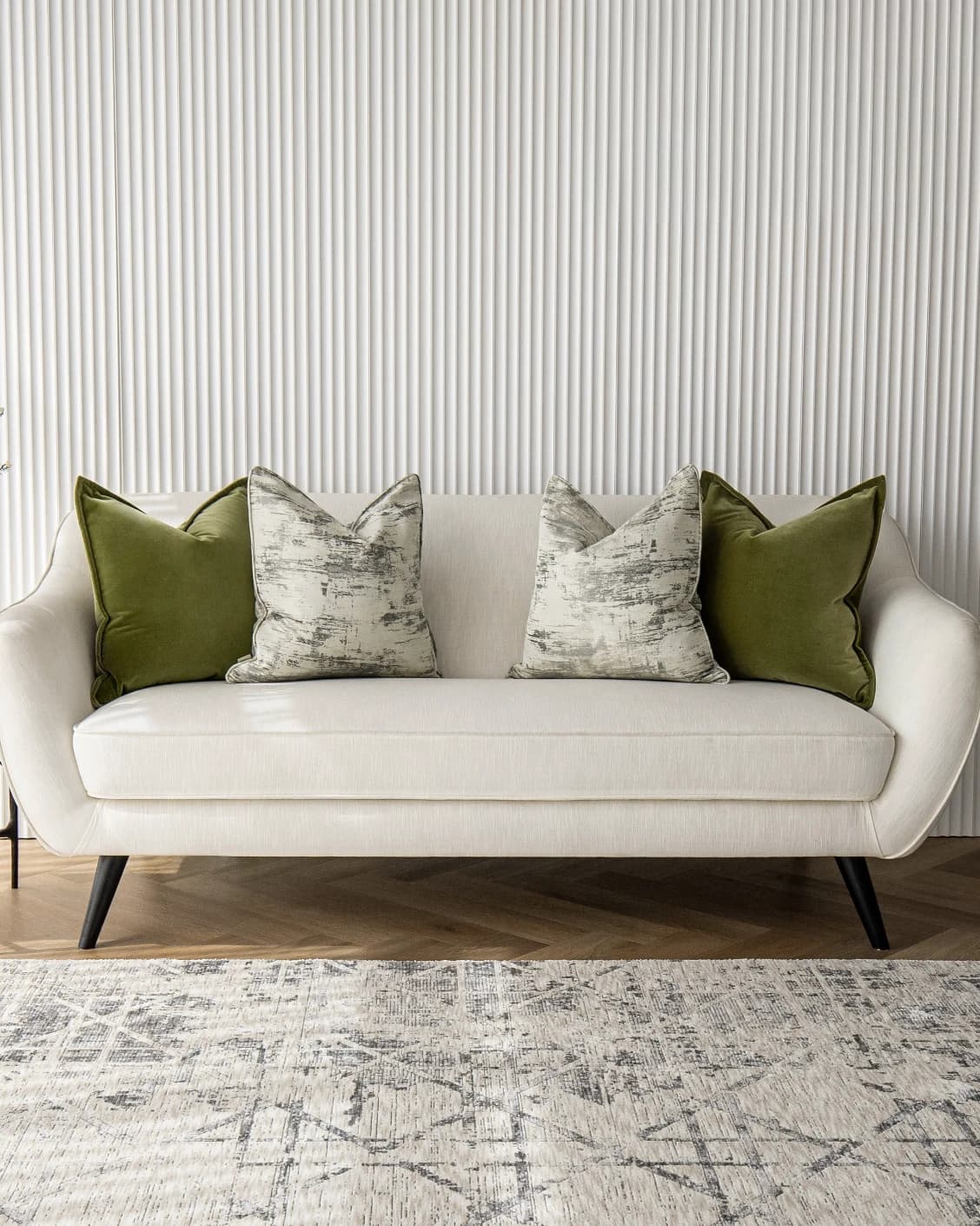 Omarie Bundle bundle - indoor in green, grey and white, shown in a lifestyle front view as image 1