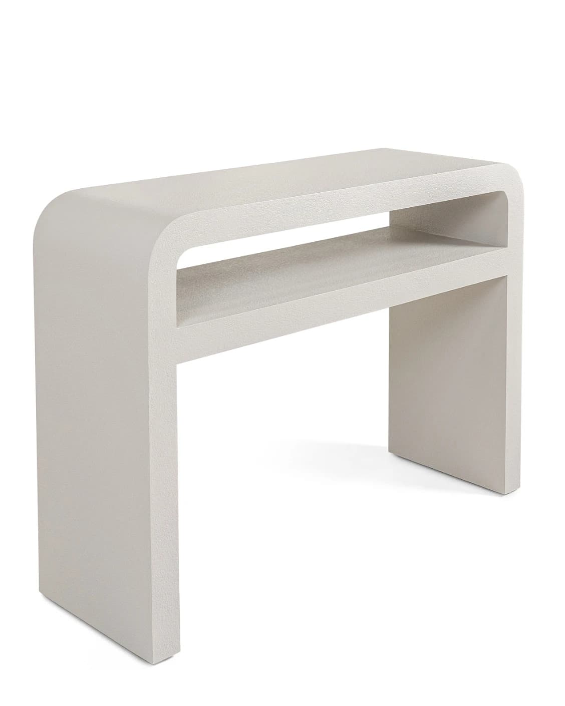 Orta console table in soft ivory and stone, shown in a product left view as image 1