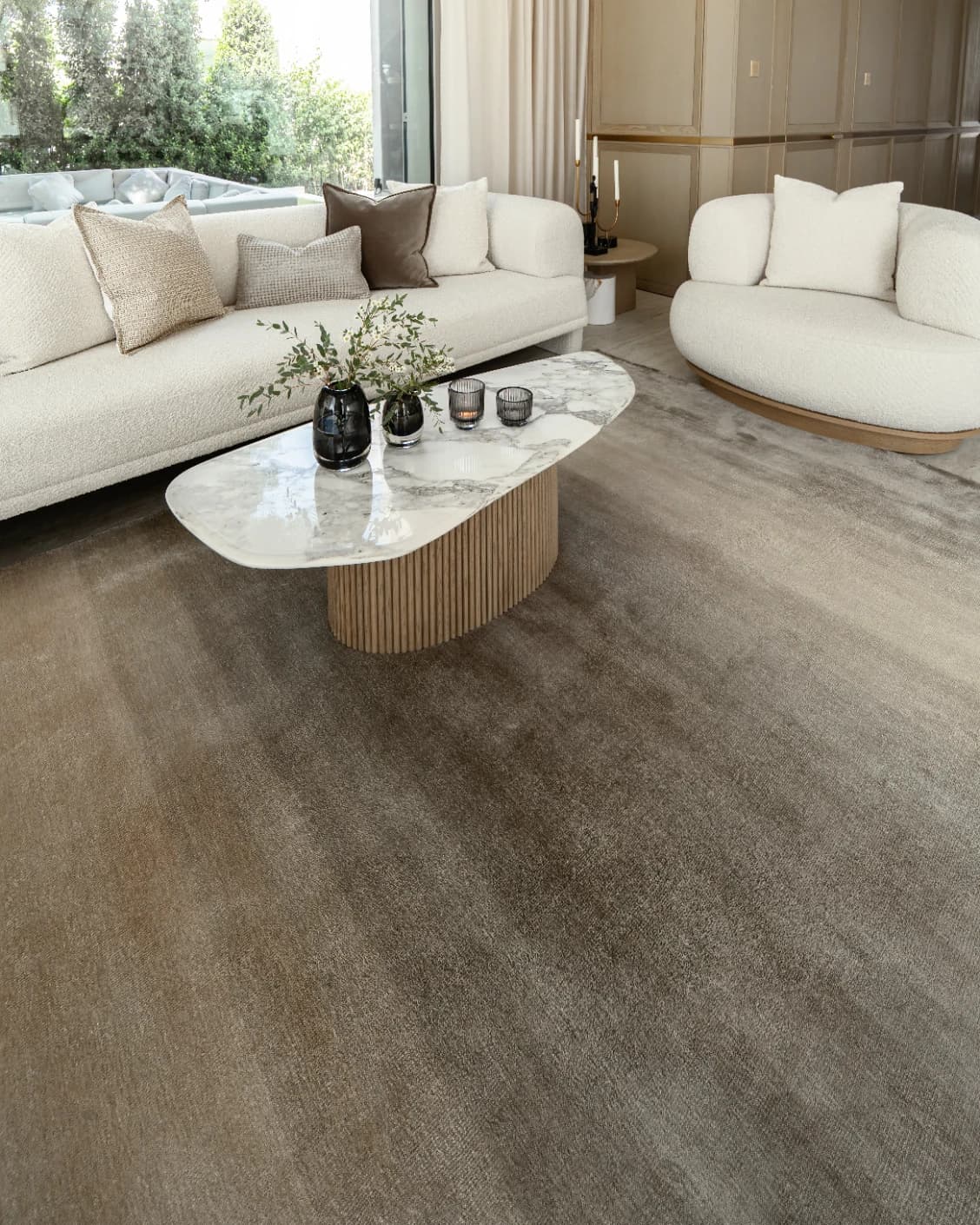Oscar Ashton carpet in beige, shown in a lifestyle left view as image 6