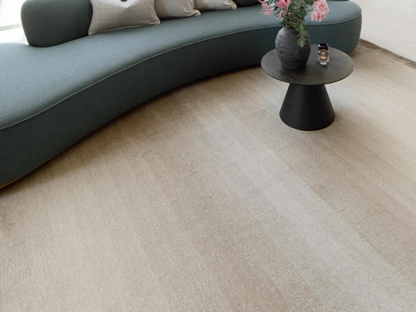 Oscar Dune carpet in beige, shown in a lifestyle left view as image 6