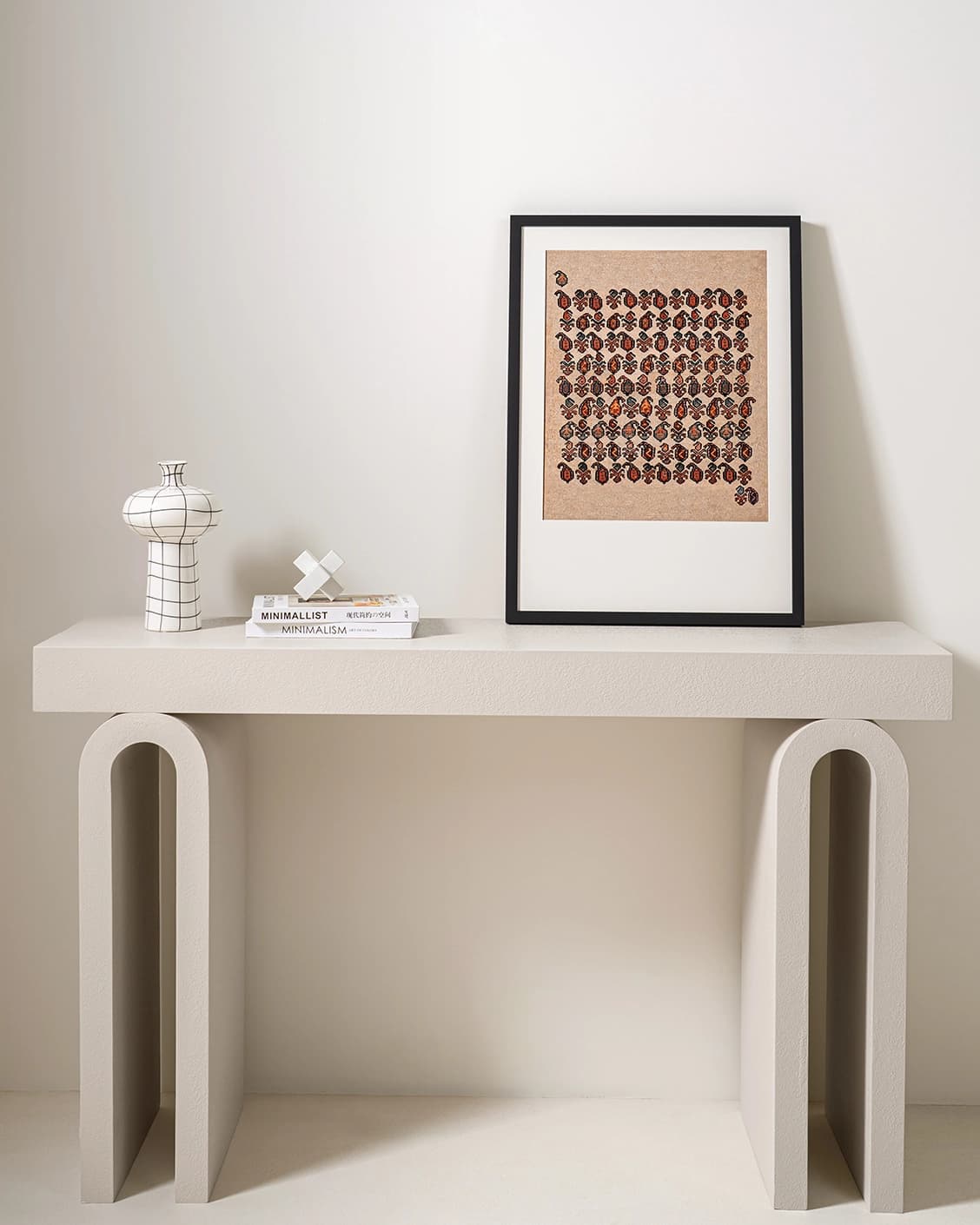 Paisley Park fine art print in beige and multicolour, shown in a lifestyle front view as image 3