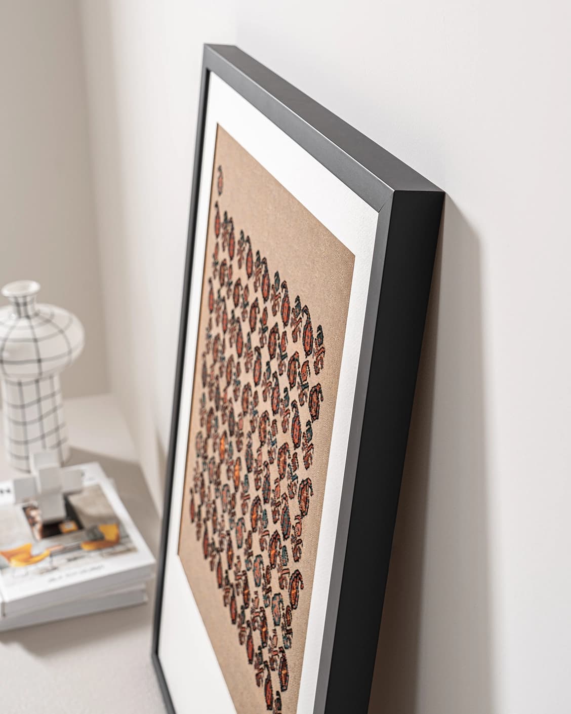 Paisley Park fine art print in beige and multicolour, shown in a lifestyle top view as image 6
