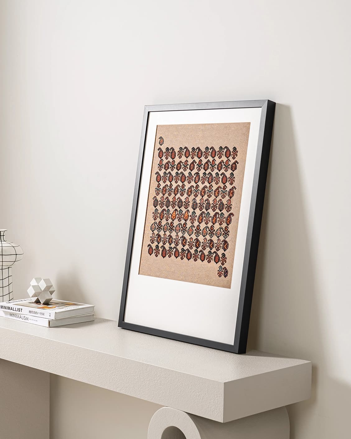 Paisley Park fine art print in beige and multicolour, shown in a lifestyle right view as image 4