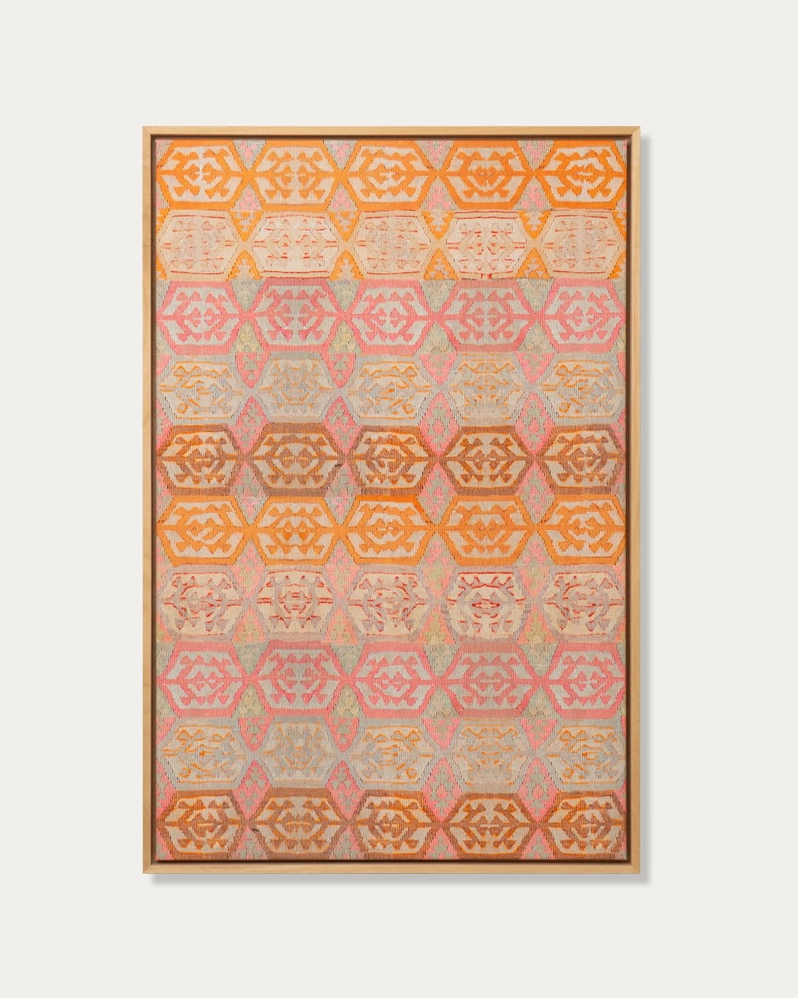 Pastels canvas in pink, beige and orange, shown in a lifestyle front view as image 1