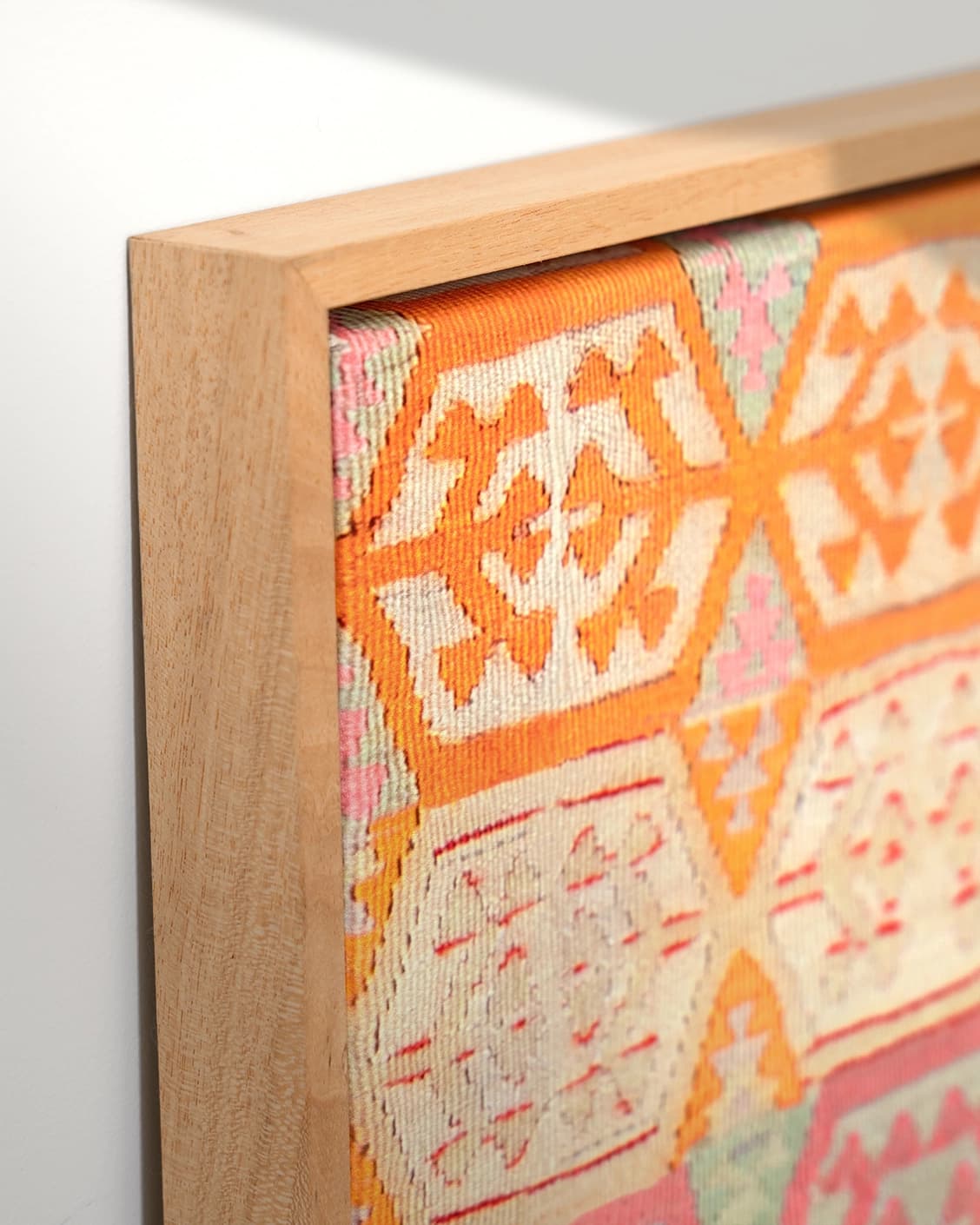 Pastels canvas in pink, beige and orange, shown in a lifestyle close-up as image 6