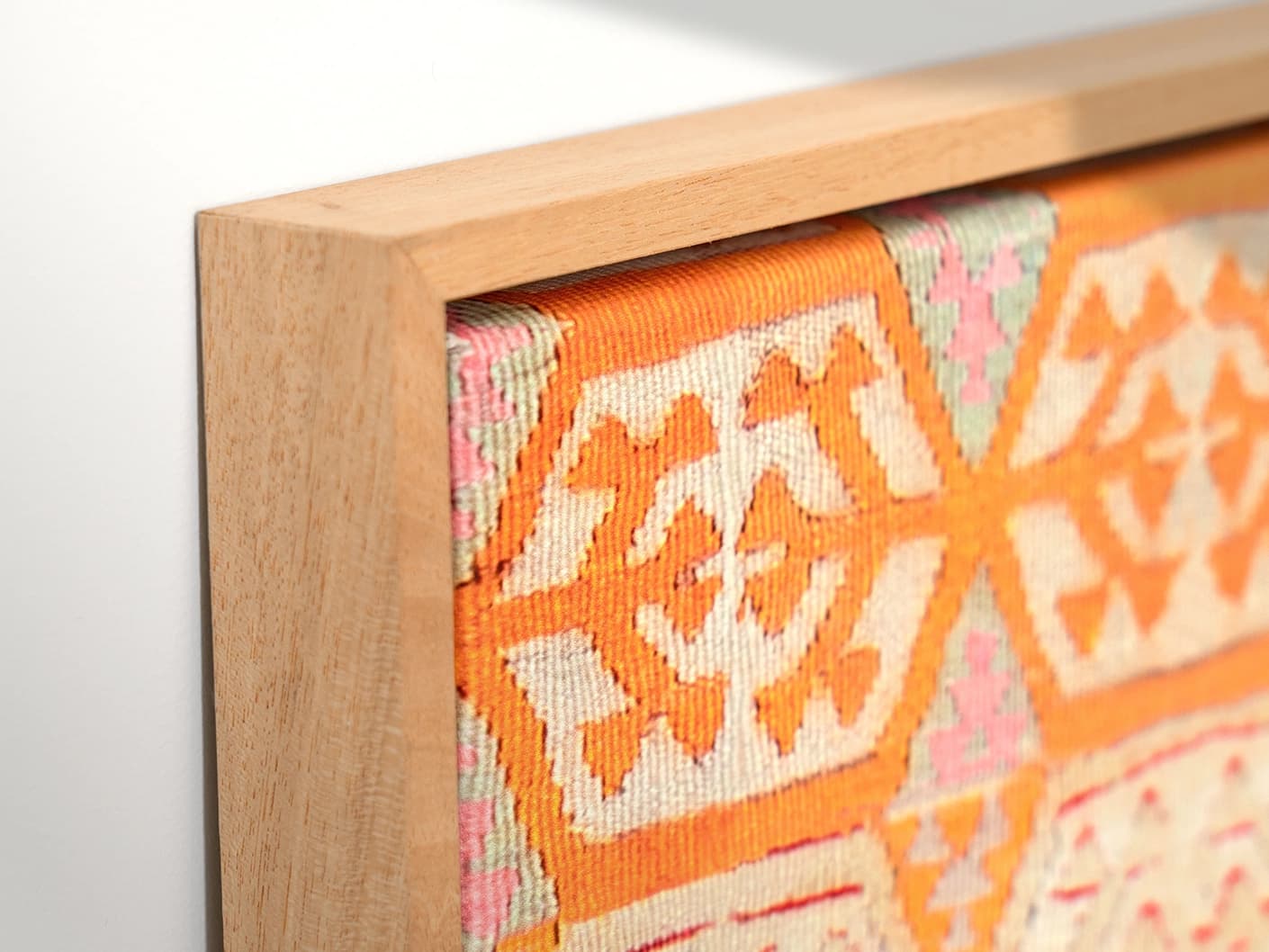 Pastels canvas in pink, beige and orange, shown in a lifestyle close-up as image 2