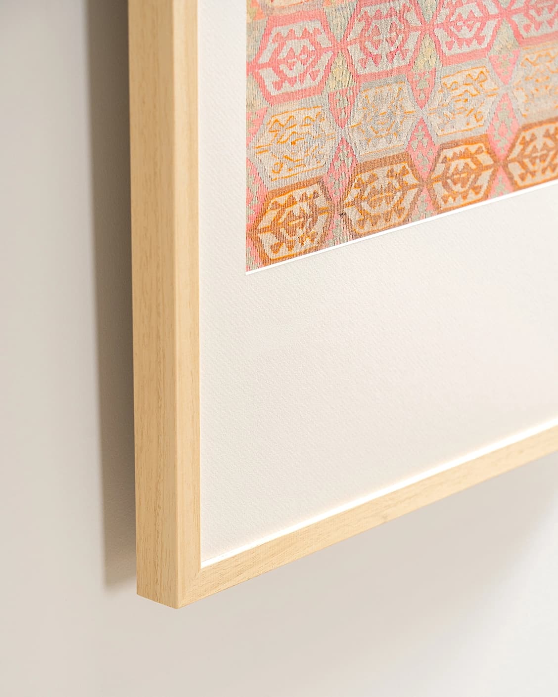 Pastels fine art print in pink, beige and orange, shown in a lifestyle close-up view as image 6