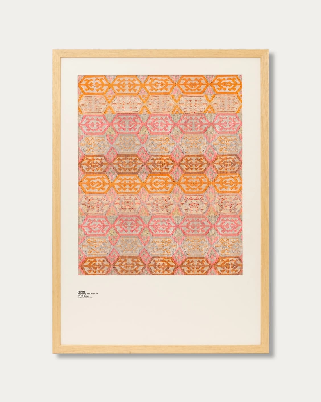 Pastels fine art print in pink, beige and orange, shown in a lifestyle front view as image 1