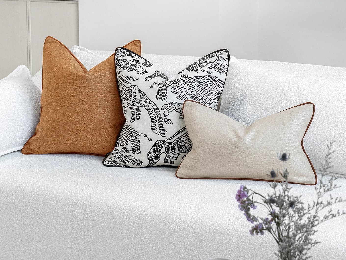 Rachel Bundle bundle cushions, shown in a lifestyle front view