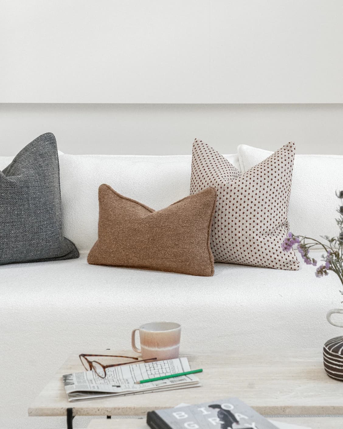 Rebecca Bundle cushions, shown in a lifestyle front view as video image
