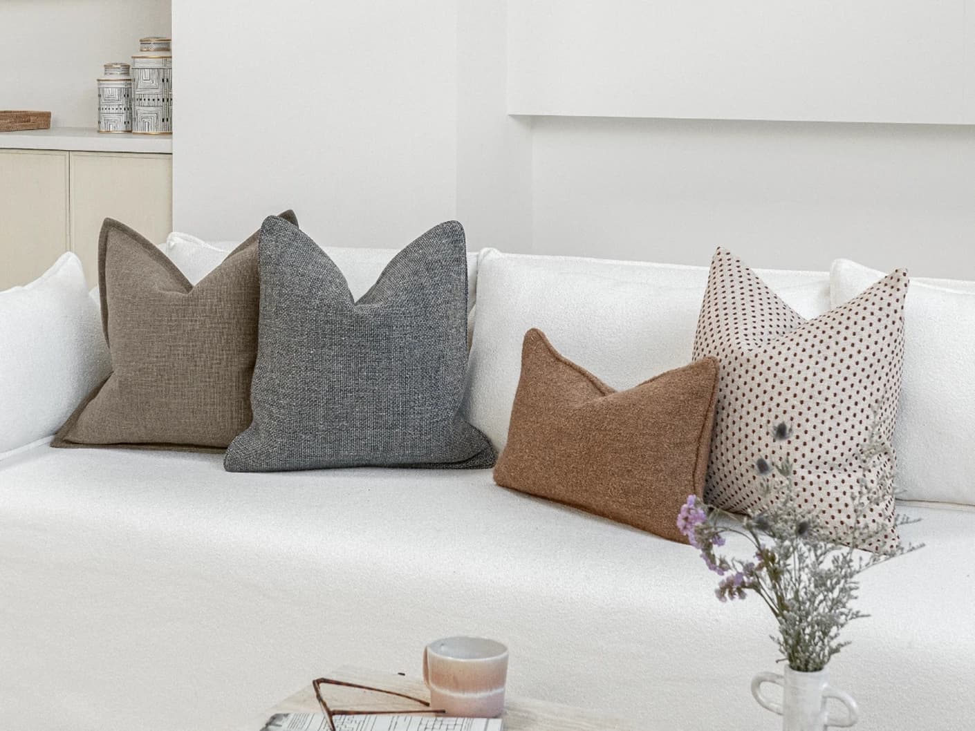Rebecca Bundle bundle cushions, shown in a lifestyle front view