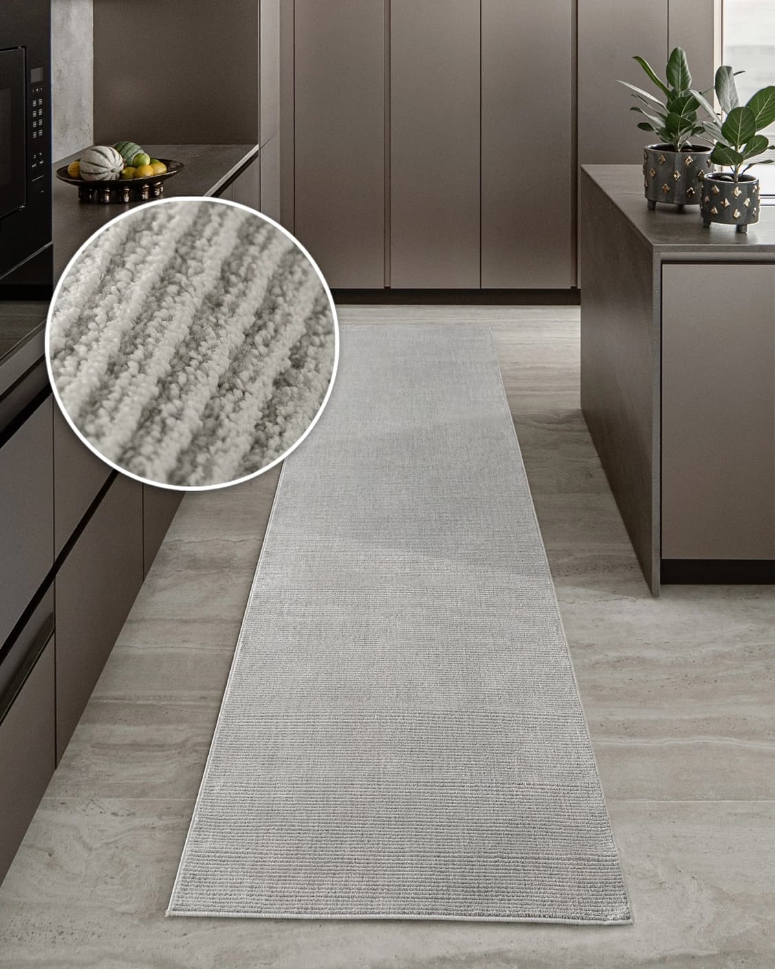 Rik Dune Runners carpet in dune and grey, shown in a lifestyle front view as image 2