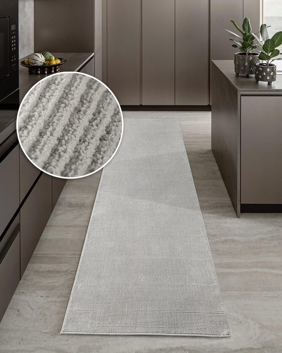 Rik Dune Runners carpet in dune and grey, shown in a lifestyle front view as image 2