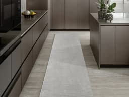 Rik Dune Runners carpet in dune and grey, shown in a lifestyle front view