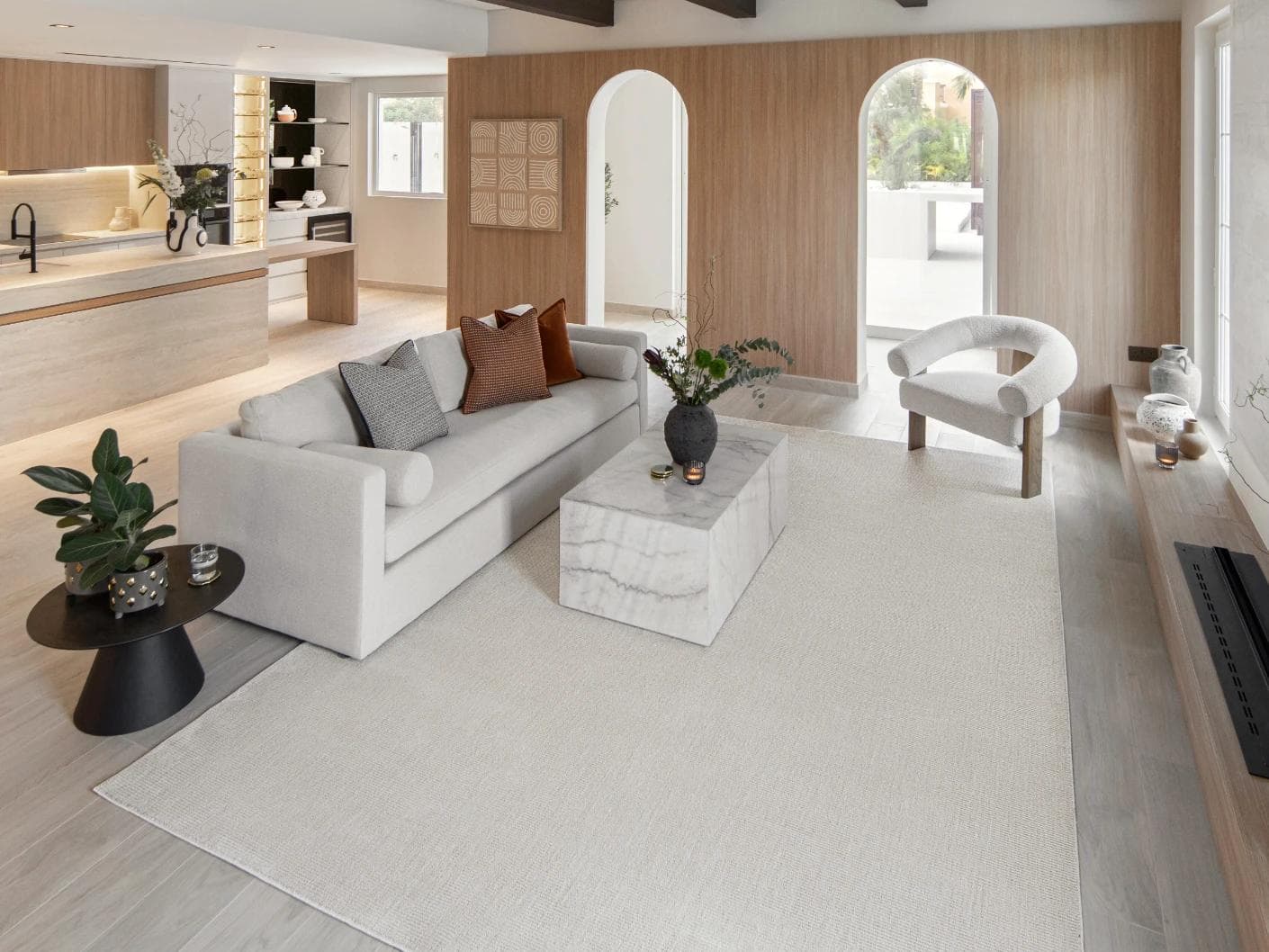Rik Sandy carpets in beige, shown in a lifestyle right view as image 3