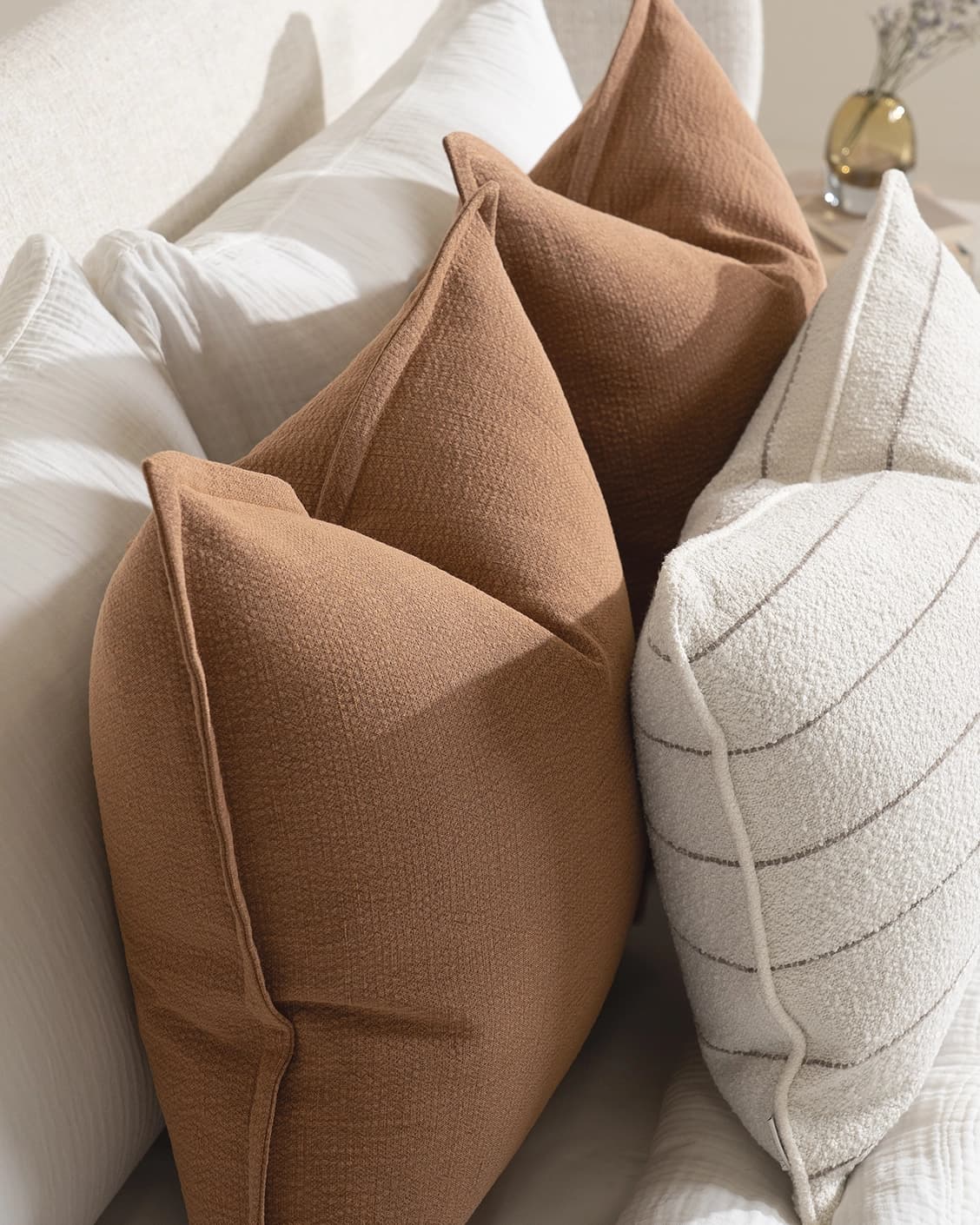 Rosh Bundle bundle - indoor in rust and ivory, shown in a lifestyle close-up top view as image 1