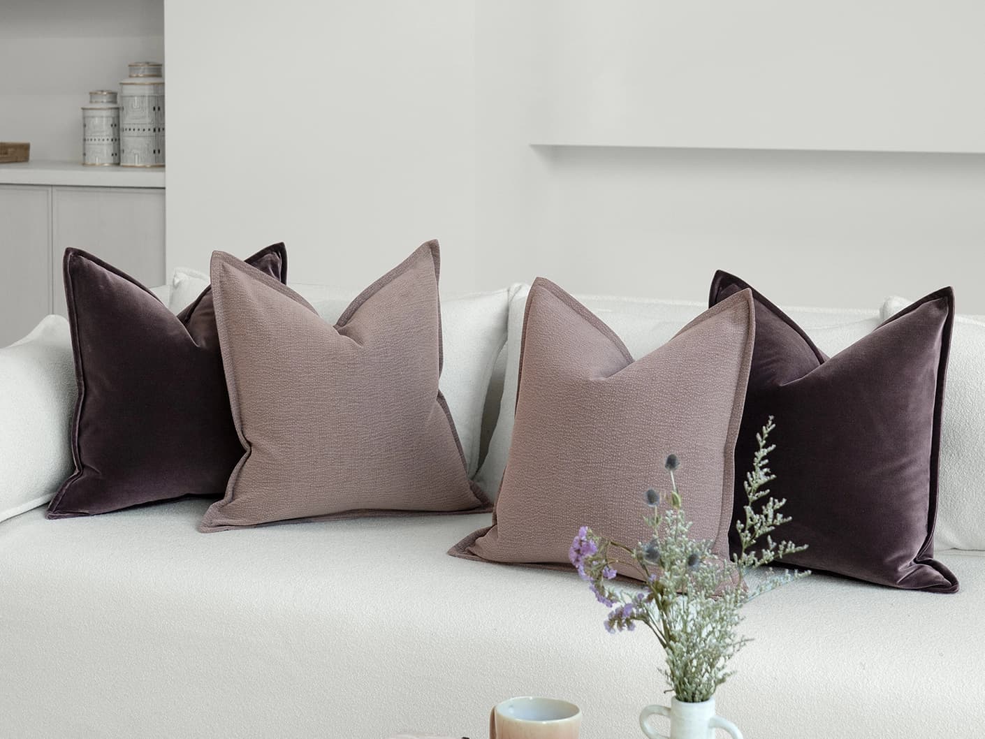 Roshan Bundle bundle cushions, shown in a lifestyle front view