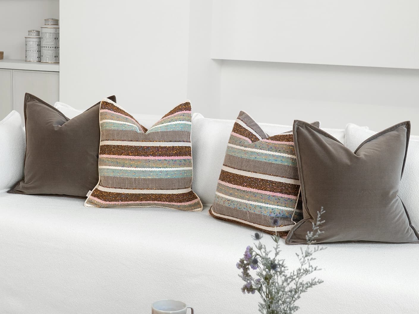 Sasha Bundle bundle cushions, shown in a lifestyle front view