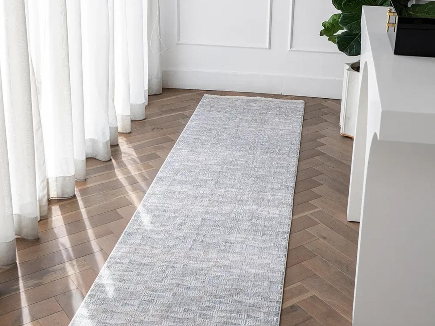 Savanna Sky carpets in blue, beige and grey, shown in a lifestyle front view as image 1