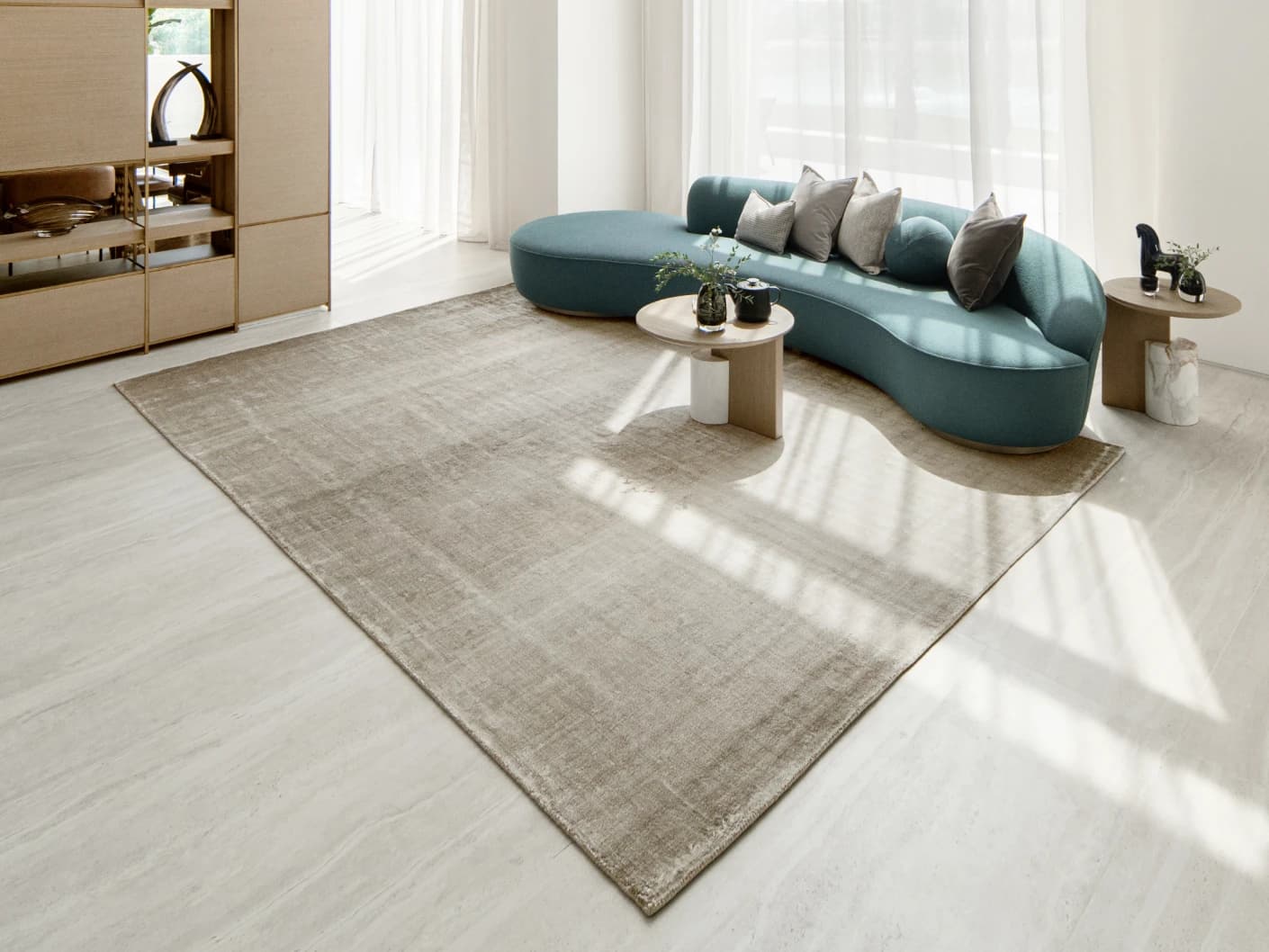 Scarlette Dune carpets in beige and brown, shown in a lifestyle front view as image 1