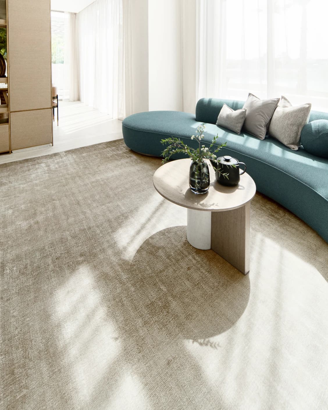 Scarlette Dune carpet in beige and brown, shown in a lifestyle right view as image 8