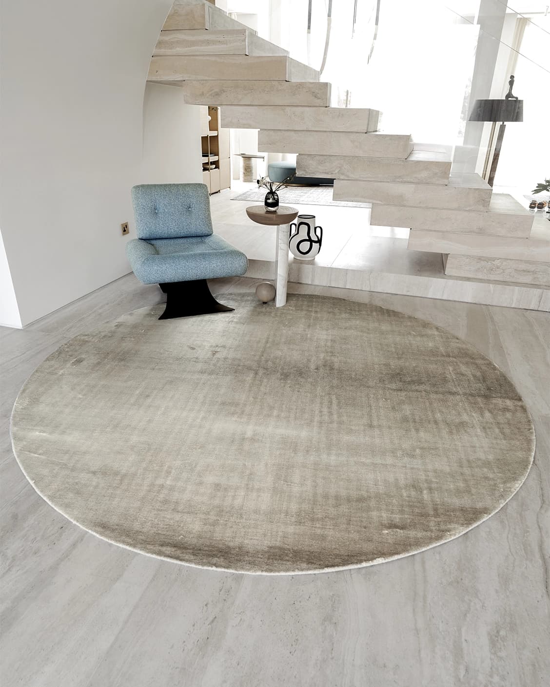 Scarlette Dune Round carpet in dune, beige and brown, shown in a lifestyle front view as image 2
