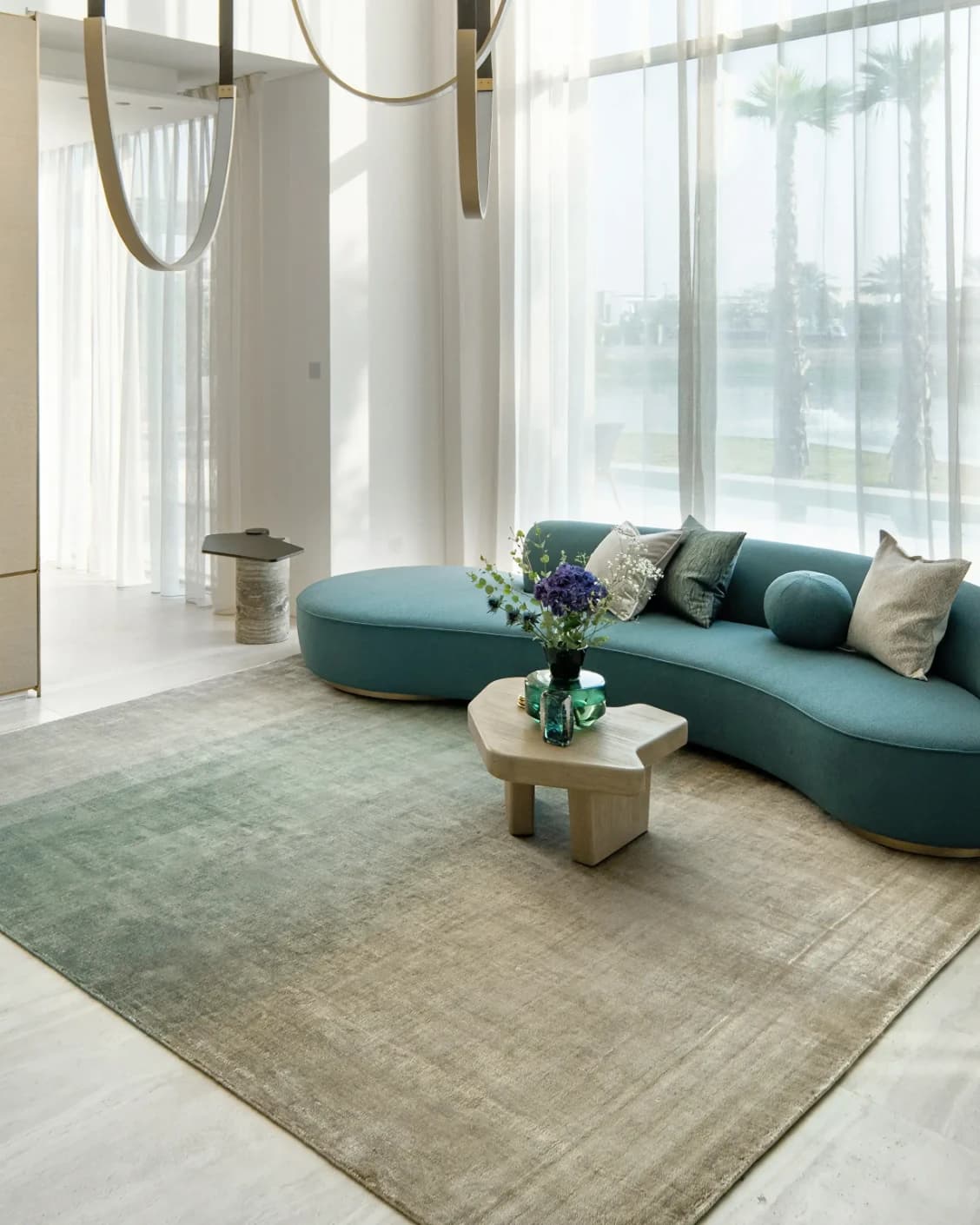 Scarlette Sage carpet in beige and green, shown in a lifestyle front view as image 5