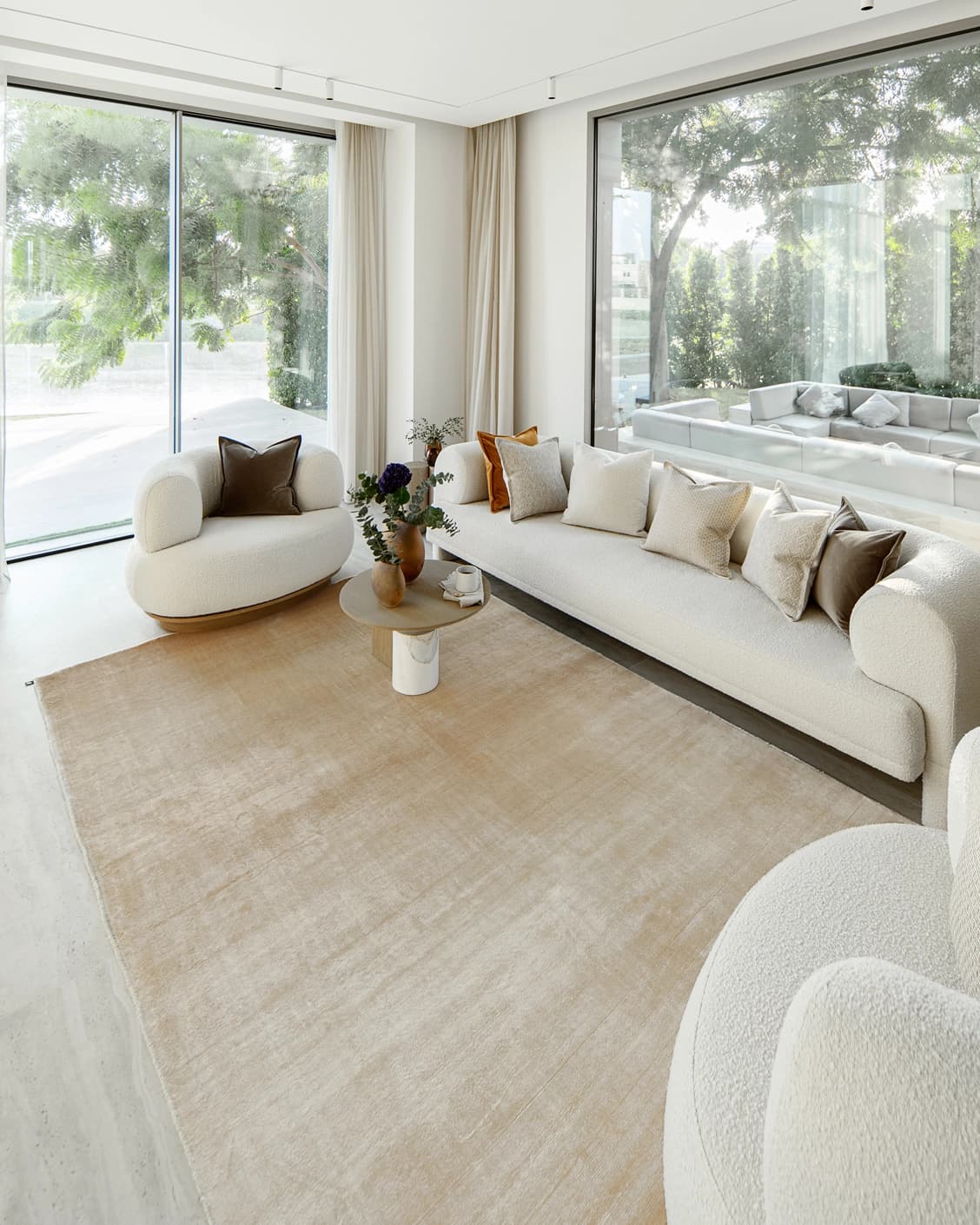 Scarlette Sandy carpet in beige and gold, shown in a lifestyle right view as image 7