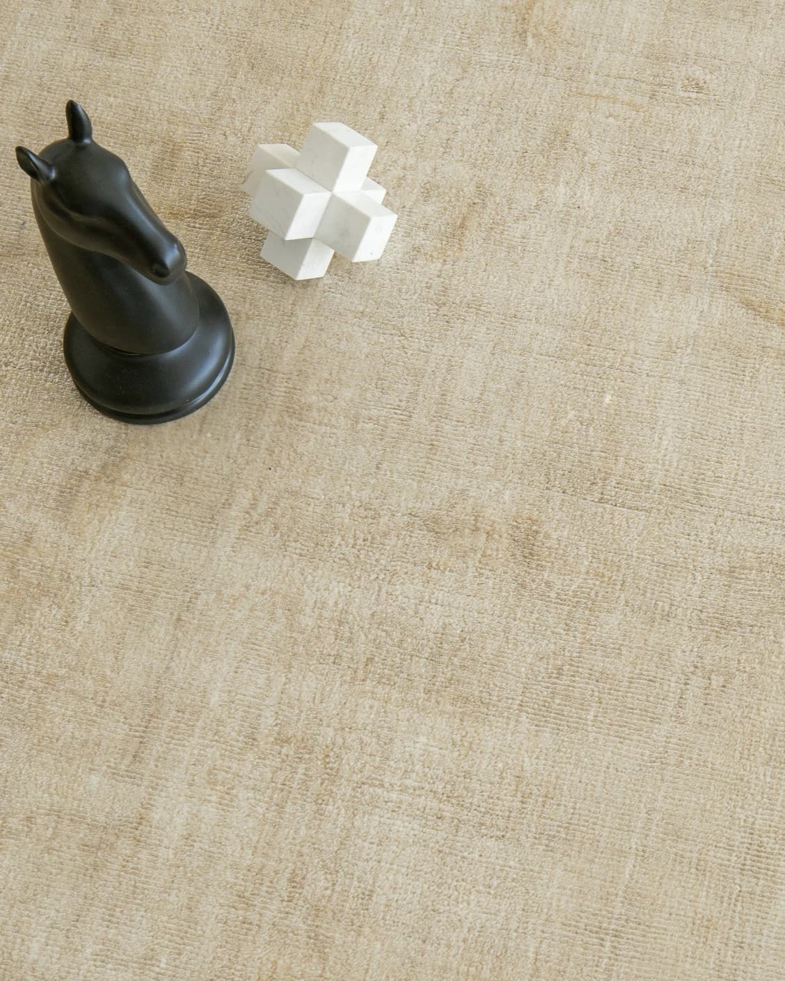 Scarlette Sandy carpet in beige and gold, shown in a lifestyle top view as image 8