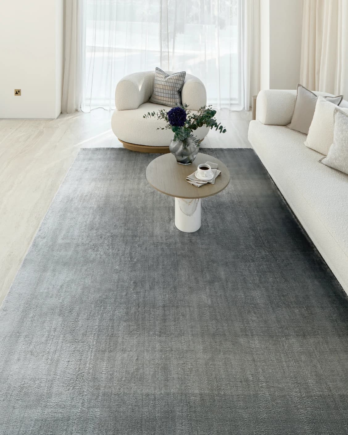 Scarlette Sky carpet in blue, shown in a lifestyle front view as image 5
