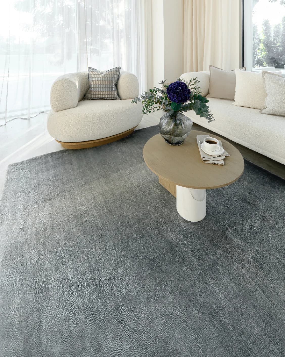 Scarlette Sky carpet in blue, shown in a lifestyle front view as image 6
