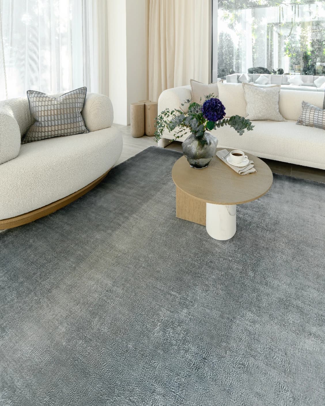 Scarlette Sky carpet in blue, shown in a lifestyle front view as image 7