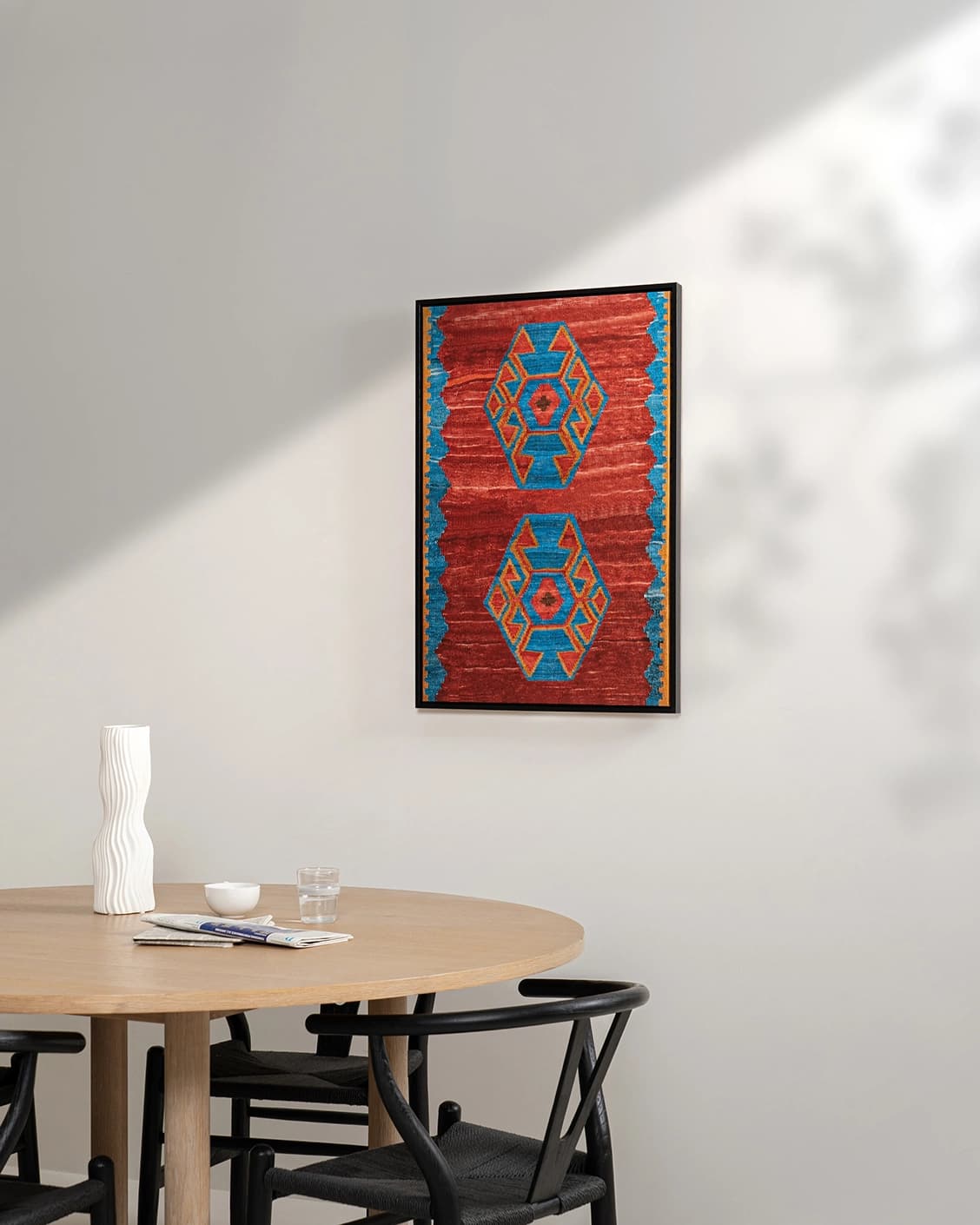 Scorpio canvas in red and blue, shown in a lifestyle right view as image 3